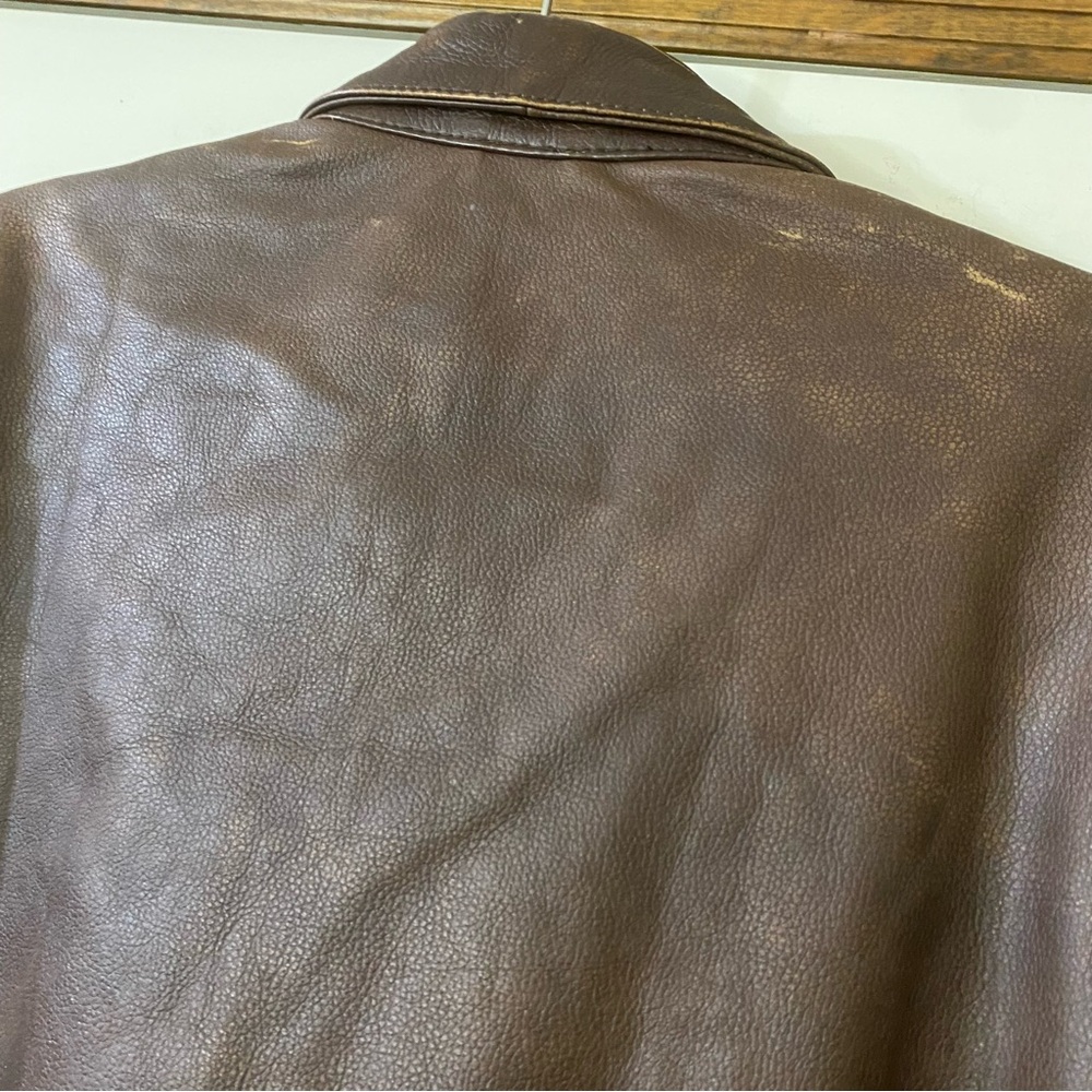 LM Jackets 2X Men’s Distressed Brown Leather Bomber Aviator Coat NWT - Picture 9 of 14